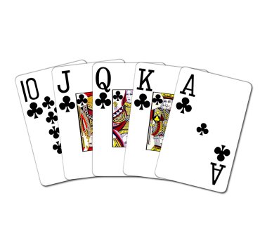 Isolated Royal Flush in Clubs clipart