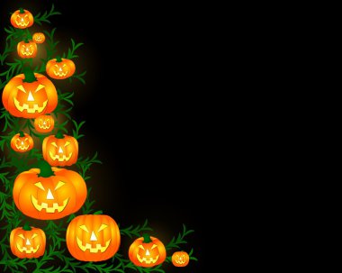 Halloween Pumpkins on black background clipart