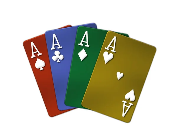Покер и четверной туз — стоковое фото