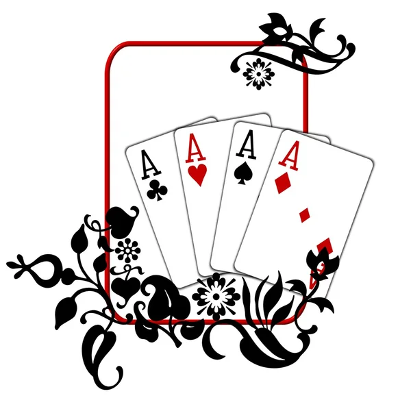 Poker hand quad Ess — Stockfoto