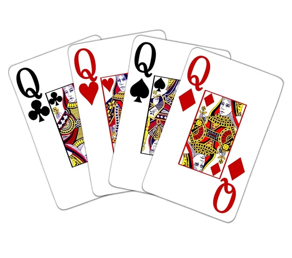 Quádruplas de mão de poker Queens — Fotografia de Stock