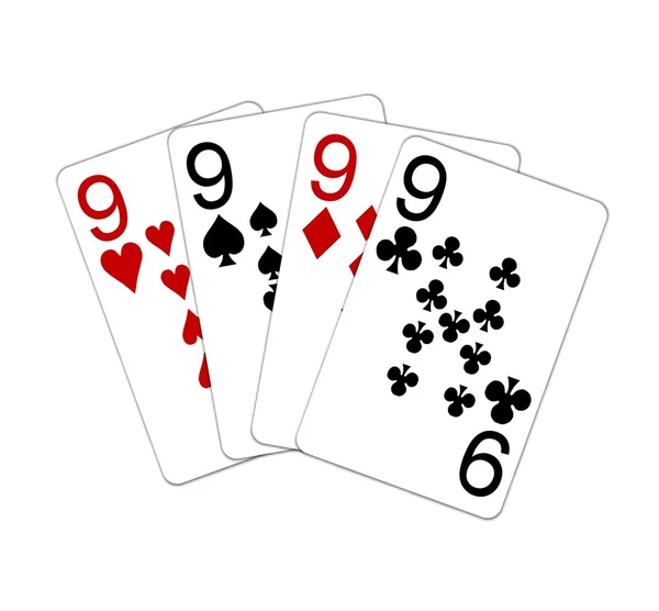 Poker Hand Quads Nines — стоковое фото