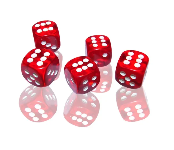 Red dice on white background — Stock Photo, Image