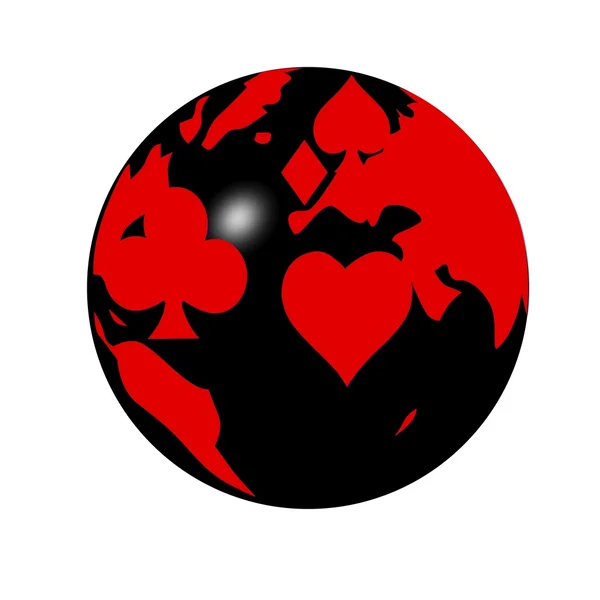 Poker wereld rood zwart — Stockfoto