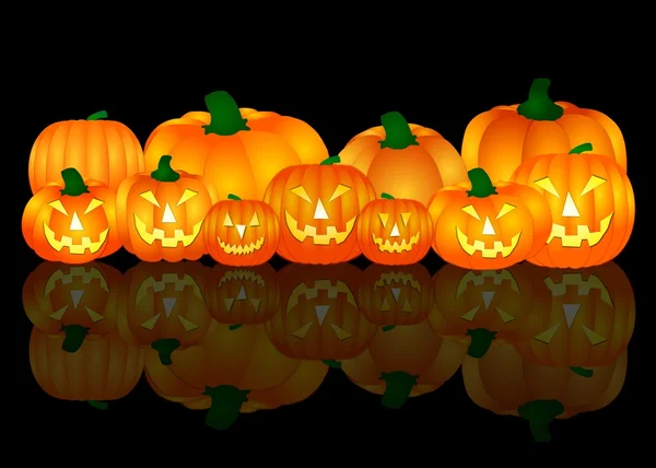 Halloween Pumpkins on black background — Stock Photo, Image