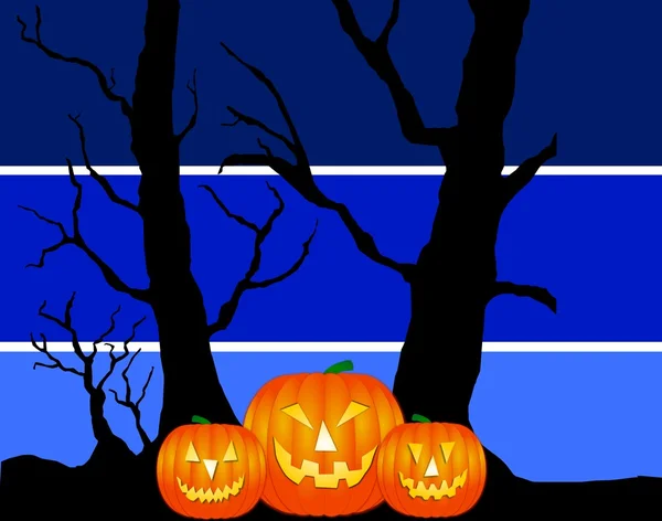 Halloween abóboras fundo azul — Fotografia de Stock