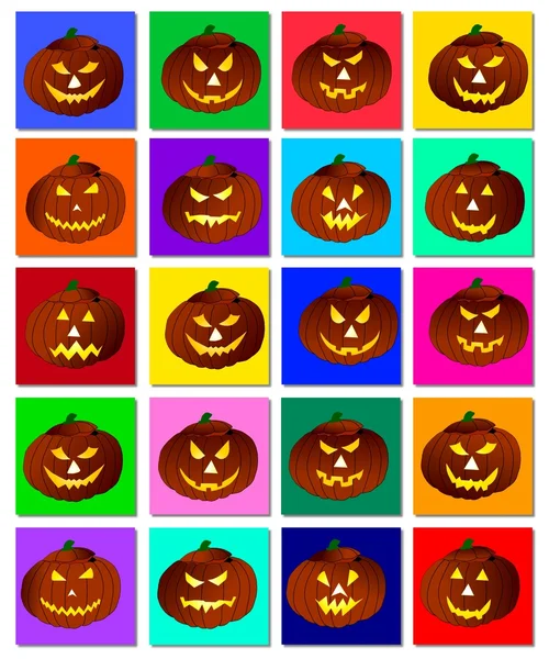 Colagem de abóboras de Halloween — Fotografia de Stock