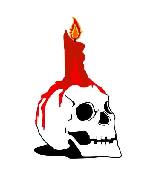 Totenkopf mit Kerze oben — Stockfoto
