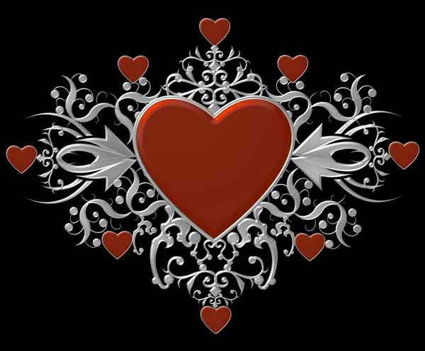 Rød heraldisk hjerte - Stock-foto