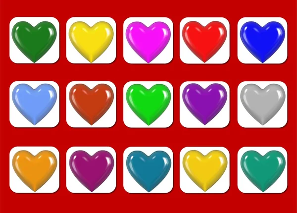 Collage farbiger Herzen — Stockfoto
