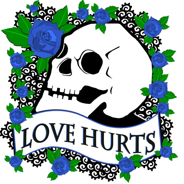 Love Hurts Skull blue — Stock Photo, Image