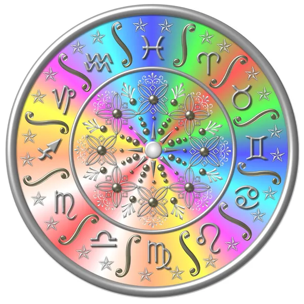 Zodiac skiva rainbow färgad — Stockfoto