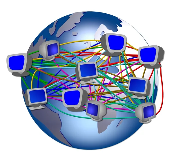 世界各地的计算机网络 — 图库照片