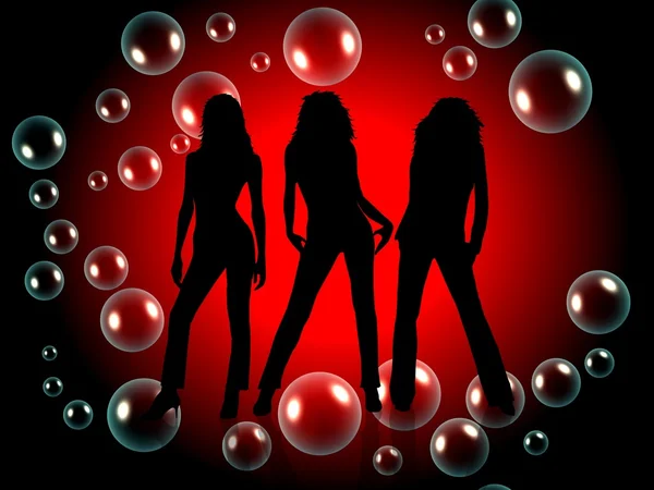 Sexiga tjejer med bubblor bakgrund — Stockfoto