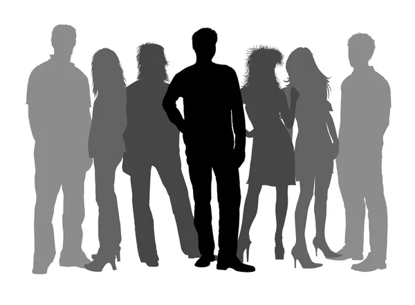 Silhouettes of young — Stock Photo, Image