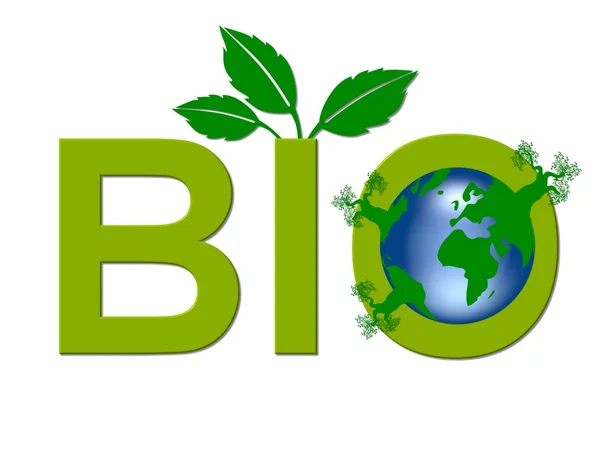 Na całym świecie logo dla produktów ekologicznych na białym tle — Zdjęcie stockowe