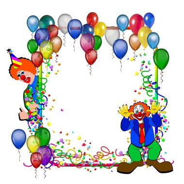 Birthday inviation background with clown clipart