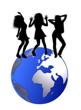 Dancing on the globe clipart