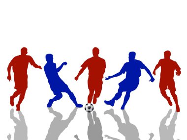 Reflecting silhouettes of soccer players clipart