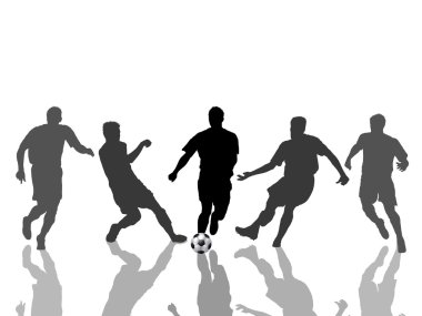 Reflecting silhouettes of soccer player clipart