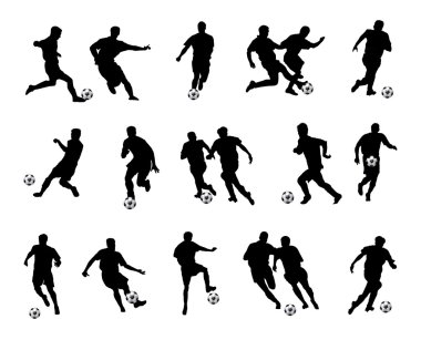 futbol oyuncuları izole silhouettes