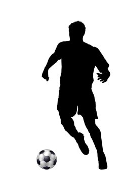 Isolated silhouette of soccer player clipart