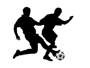 Isolated silhouettes of soccer players clipart