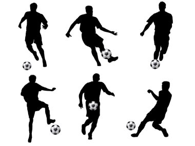 futbol oyuncuları izole silhouettes