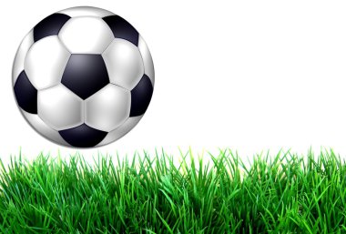 Background with soccer ball on grass clipart