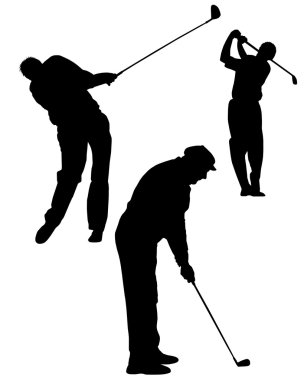 Silhouettes of golf player clipart