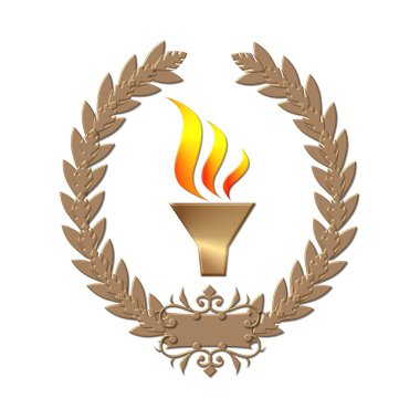 Laurel wreath with torch bronze clipart