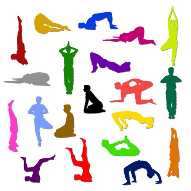 yoga atletler Silhouettes