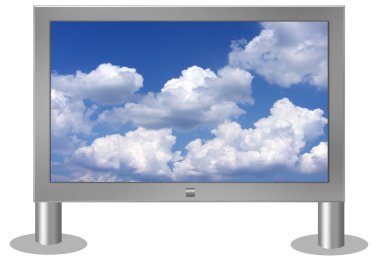 düz ekran tv ile bulutlu gökyüzü görüntü üzerinde