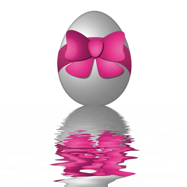 Húsvéti tojás az, rózsaszín szalag — Stock Fotó