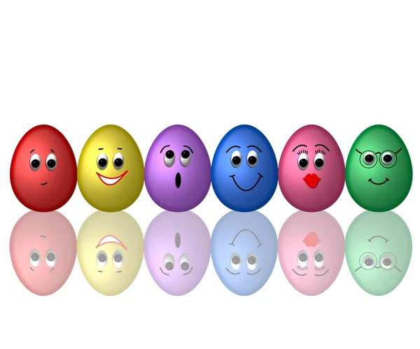Reflecting easter eggs — Stock Photo, Image