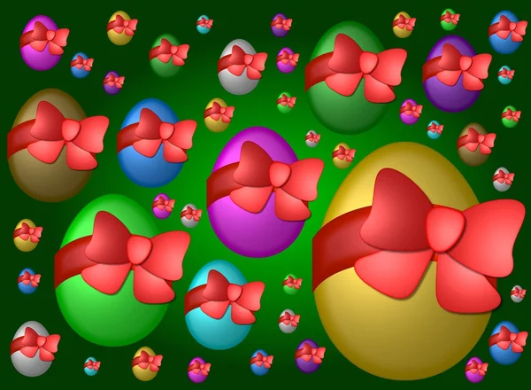 Colored easter eggs background green — Stock Photo, Image