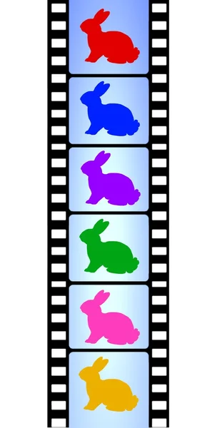 Easter bunnies on film reel — Stock Photo, Image