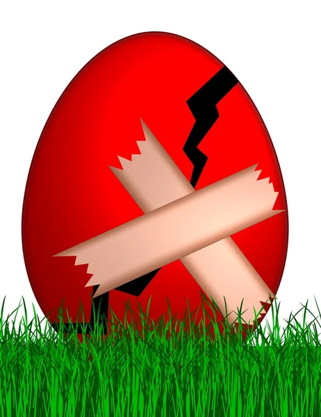 Cracked easter egg with band aid — Stock Photo, Image