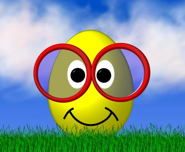 Funny easter egg with face — Stock Photo, Image