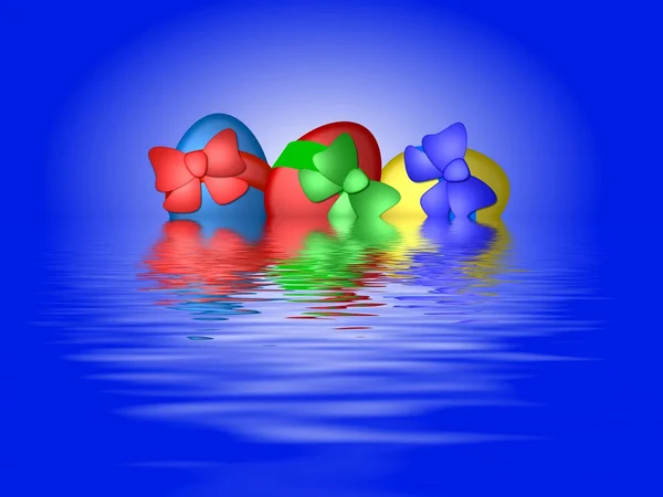 反映在水中的复活节彩蛋 — 图库照片