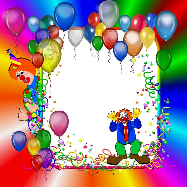 Birthday realistisch achtergrond met clown — Stockfoto