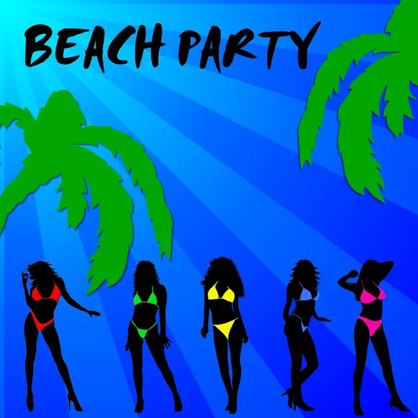 Playa partido bikini niñas fondo —  Fotos de Stock