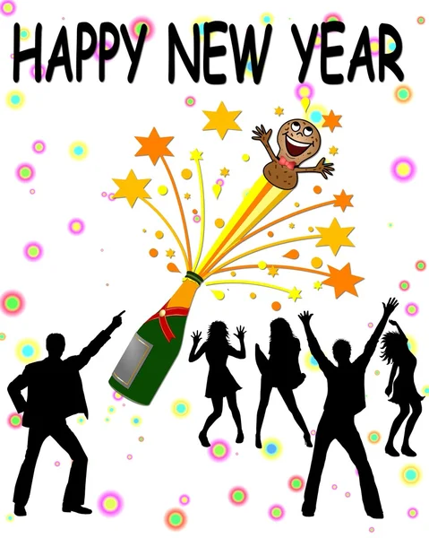 Nieuwjaar achtergrond met champagne — Stockfoto