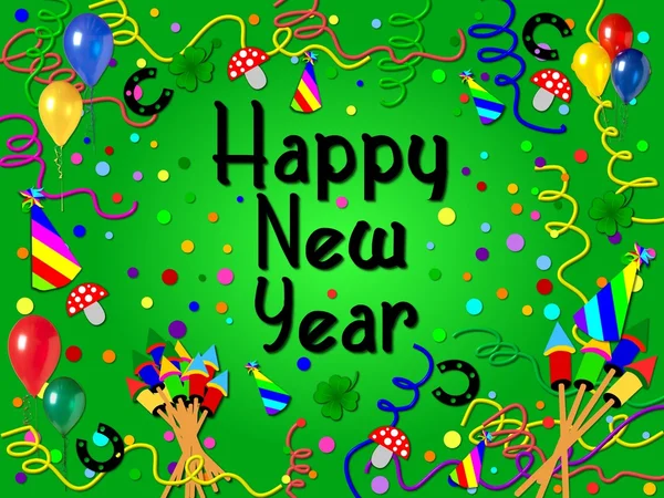 Barevné šťastný nový rok pozadí zelené — Stock fotografie