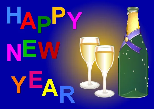 Gott nytt år bakgrund med champagne — Stockfoto