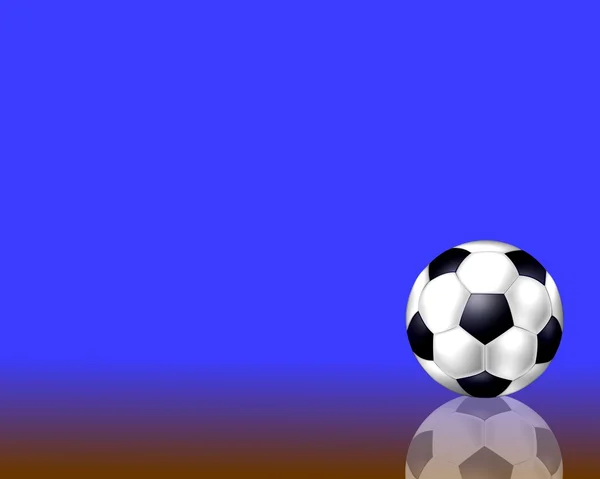 Fundo azul com bola de futebol — Fotografia de Stock