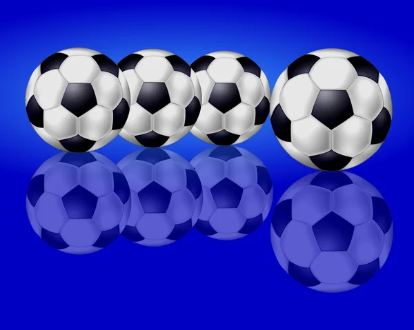 Fundo azul com bola de futebol — Fotografia de Stock