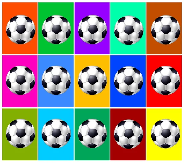 Antecedentes com bolas de futebol colagem — Fotografia de Stock
