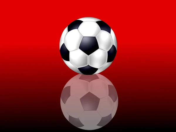 Fundo vermelho com bola de futebol — Fotografia de Stock