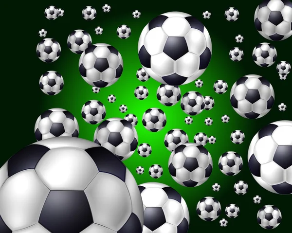 Летающие футбольные мячи — стоковое фото